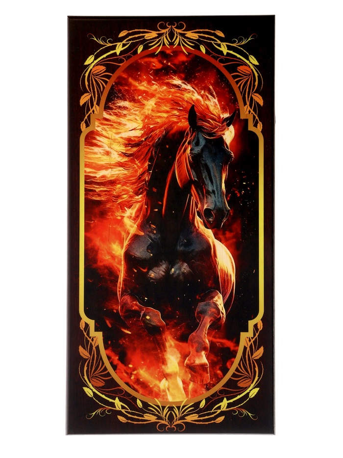 Настольная игра 2 в 1 «Огненная лошадь»: нарды, шашки, деревянные - Фото 1