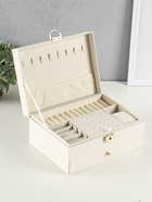 Шкатулка для украшений «Стёганная», 2 яруса, белая, 17.5×23.5×10.5 см - Фото 3