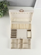 Шкатулка для украшений «Стёганная», 2 яруса, белая, 17.5×23.5×10.5 см - Фото 4