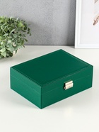 Шкатулка для украшений Isabel, съёмная подставка, тёмно-зелёная, 23.5×17×8.7 см - Фото 1