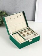 Шкатулка для украшений Isabel, съёмная подставка, тёмно-зелёная, 23.5×17×8.7 см - Фото 3