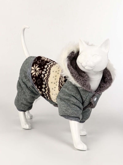 Комбинезон «Лапландия», с подкладом, размер S (ДС 25, ОГ 35, ОШ 25 см), серый/коричневый