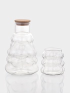 Графин «Рельеф», 1 л, 13×13×24 см, со стаканом 350 мл, с бамбуковой крышкой, стекло, прозрачный - Фото 2