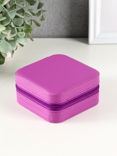 Шкатулка для украшений «Фиолет», кожзам, 4 ячейки, 7 полос, 3 крючка, 10×10×5 см