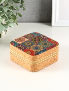 Шкатулка для украшений «Восточный ковёр», пробка, кожзам, 10×10×5 см - Фото 1