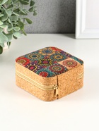 Шкатулка для украшений «Восточный ковёр», пробка, кожзам, 10×10×5 см - Фото 3