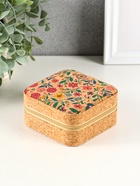 Шкатулка для украшений «Цветочная», пробка, кожзам, 10×10×5 см - Фото 1
