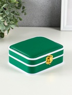 Шкатулка для украшений Giulia, пластик, кожзам, 6 ячеек, 10 полос, зелёная, 13.5×11.5×5.5 см - Фото 1