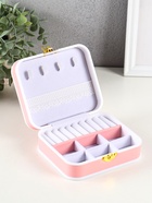 Шкатулка для украшений Giulia, пластик, кожзам, 6 ячеек, 10 полос, персик, 13.5×11.5×5.5 см - Фото 3