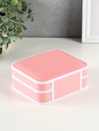 Шкатулка для украшений Giulia, пластик, кожзам, 6 ячеек, 10 полос, персик, 13.5×11.5×5.5 см - Фото 4