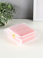 Шкатулка для украшений Giulia, пластик, кожзам, 6 ячеек, 10 полос, персик, 13.5×11.5×5.5 см - Фото 5