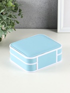 Шкатулка для украшений Giulia, пластик, кожзам, 6 ячеек, 10 полос, голубая, 13.5×11.5×5.5 см - Фото 4