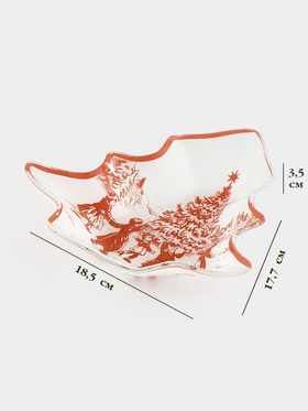 Блюдо сервировочное новогоднее Доляна «Новогодние забавы», 17.7×18.5×3.5 см, стекло, белое, красное