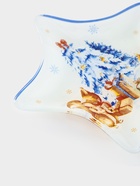 Блюдо сервировочное новогоднее Доляна «Новый Год в лесу», d=15 см, стекло, белое, голубое - фото 59416058