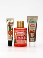 Новогодний подарочный набор косметики: гель для душа, крем для рук, бальзам для губ, маска для сна, URAL LAB - фото 118996638