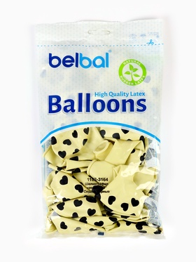 Воздушные шары латексные 14" «Черные сердца», 25 шт.