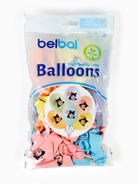 Воздушные шары латексные 14" «Сердитый кот», 50 шт.