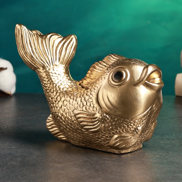 УЦЕНКА Копилка для денег «Рыбка», золотая, 20×12×15 см - Фото 1