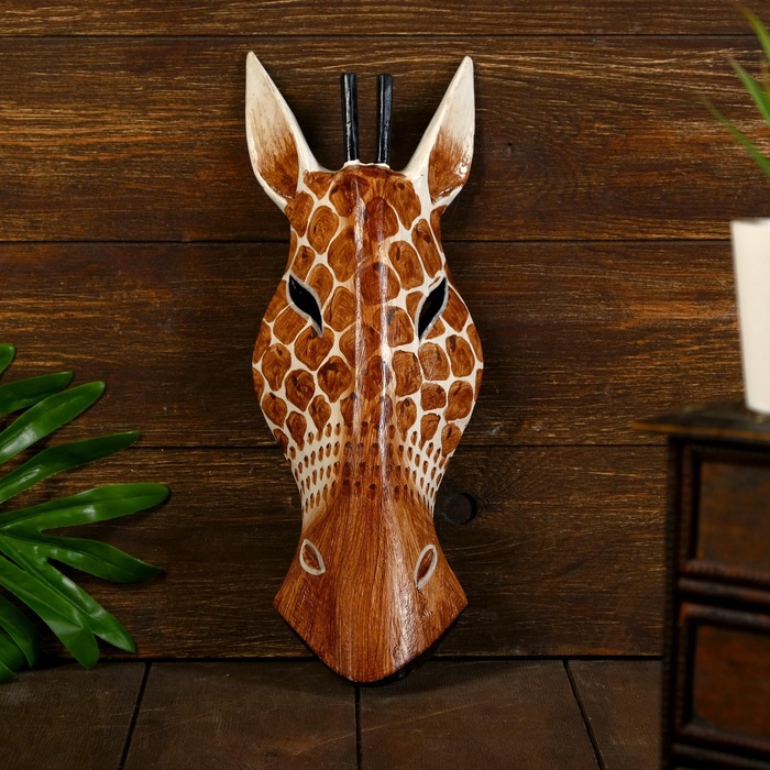 УЦЕНКА Маска «Жираф», 30×11×4.5 см, дерево - Фото 1