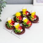 УЦЕНКА Фигурки пасхальные «Цыплёнок в шляпке в гнезде с цветком», набор 6 шт., 3×4×4 см 10952581