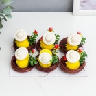 УЦЕНКА Фигурки пасхальные «Цыплёнок в шляпке в гнезде с цветком», набор 6 шт., 3×4×4 см 10952581