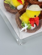 УЦЕНКА Фигурки пасхальные «Цыплёнок в шляпке в гнезде с цветком», набор 6 шт., 3×4×4 см 10952581