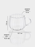Набор кружек «Диана», 425 мл, 2 шт., боросиликатное стекло, прозрачный - Фото 2