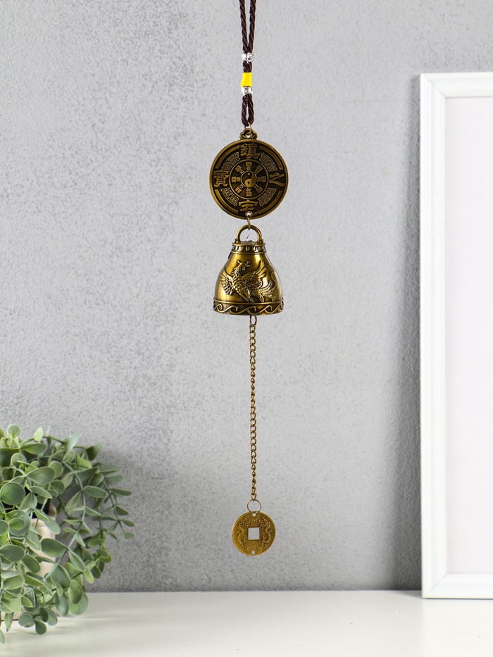 Колокольчик подвесной «Феникс и дракон», 1 колокол, d=4.8 см, 42×4.8×4.8 см - Фото 1