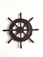 Настенный декор «Штурвал: Парусник и ракушки», панно, красно-коричневый, 33.5×33.5×3 см - фото 809291547