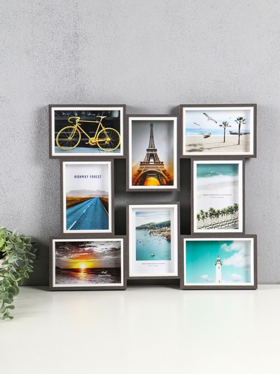 Фоторамка - коллаж на 8 фото 10×15 см «День и ночь», МДФ, стекло, 40.5×45×2.2 см