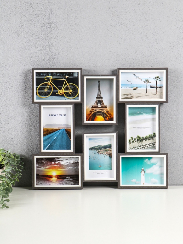 Фоторамка-коллаж на 8 фото 10×15 см «День и ночь», МДФ, стекло, 40.5×45×2.2 см - Фото 1