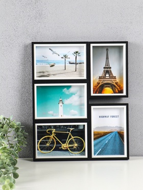 Фоторамка-коллаж на 5 фото 10×15 см «День и ночь», МДФ, стекло, 35.5×28.5×2.2 см