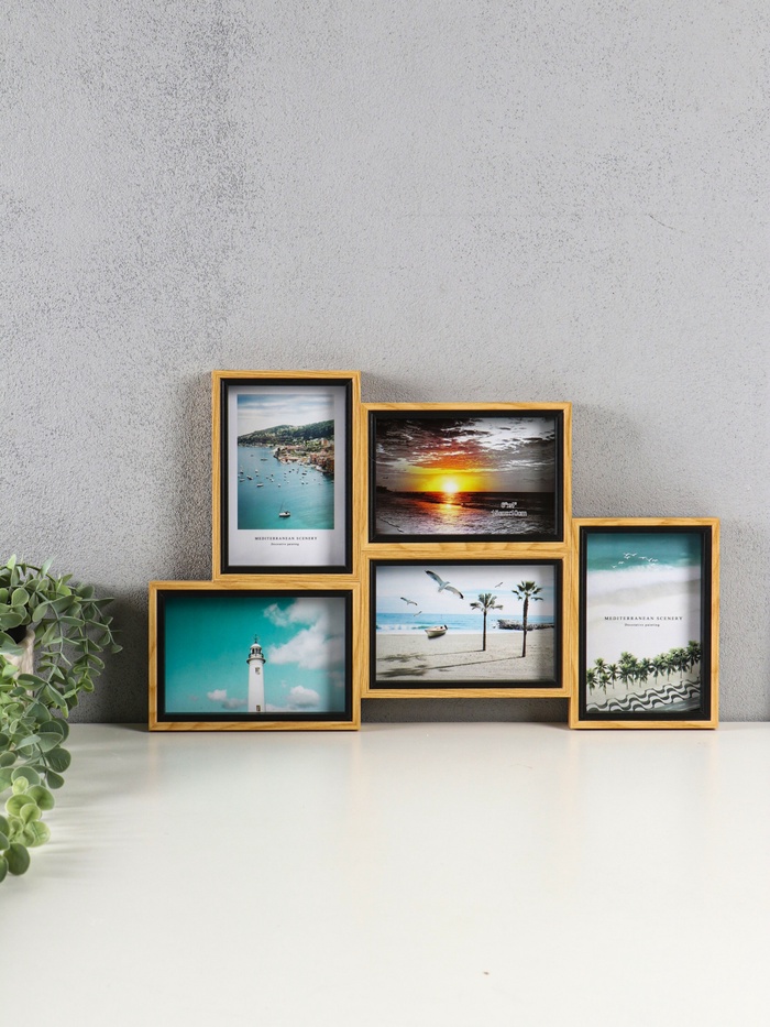 Фоторамка-коллаж на 5 фото 10×15 «Сливки», МДФ, стекло, 28.5×45.5×2.2 см - Фото 1