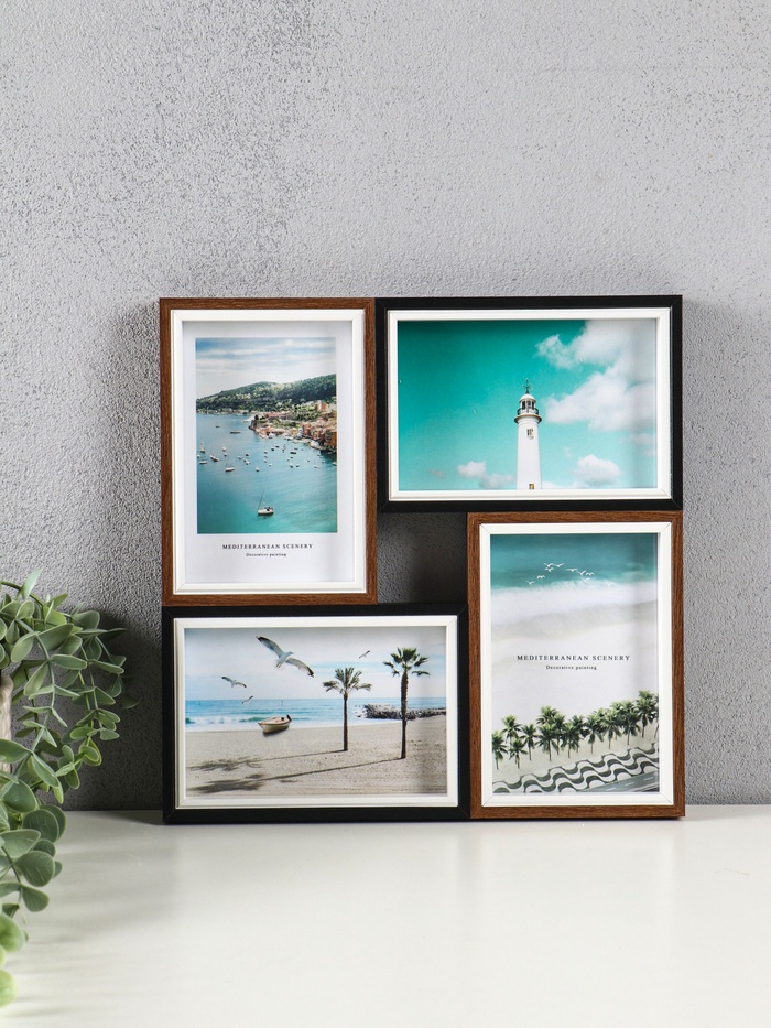 Фоторамка-коллаж на 4 фото 10×15 см «Тёмная ночь», МДФ, стекло, 28.5×28.5×2.2 см - Фото 1