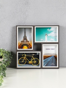 Фоторамка-коллаж на 4 фото 10×15 см «День и ночь», МДФ, стекло, 28.5×28.5×2.2 см