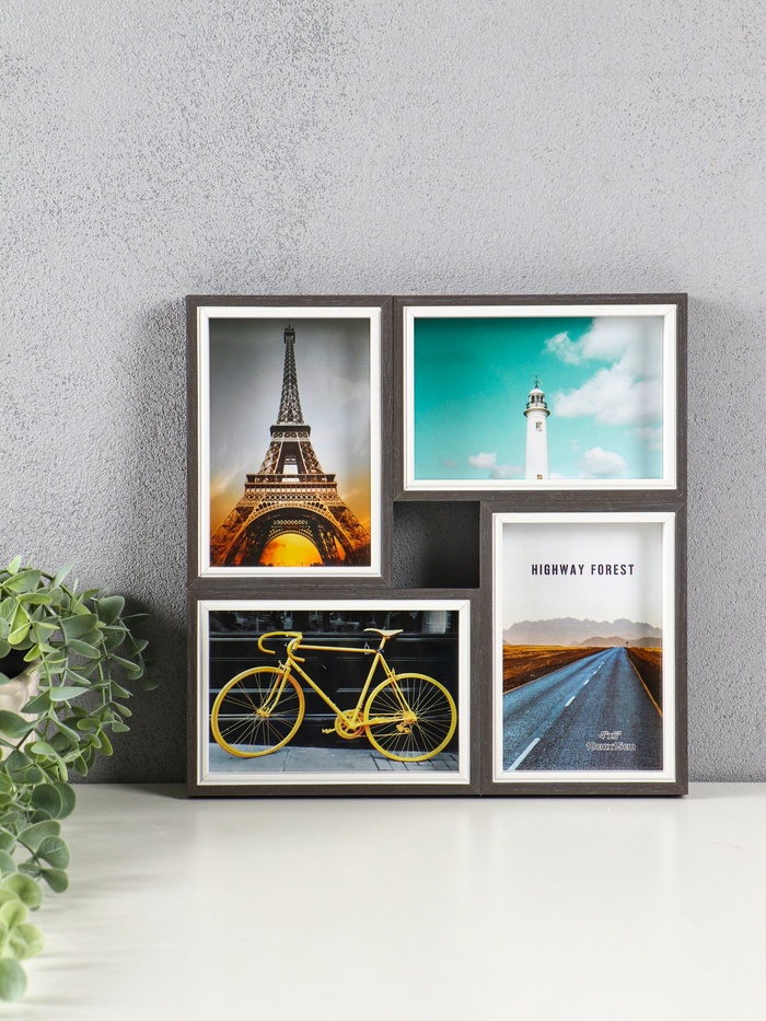 Фоторамка-коллаж на 4 фото 10×15 см «День и ночь», МДФ, стекло, 28.5×28.5×2.2 см - Фото 1