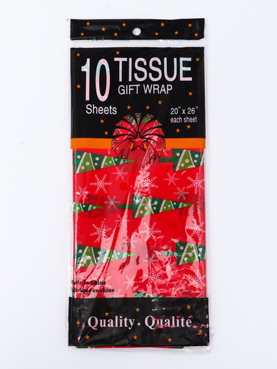 Бумага упаковочная новогодняя тишью «Зимний лес», красная, 50×66 см