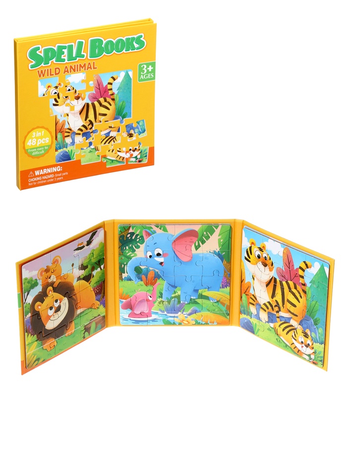 Книжка - деревяшка пазл «Животные», 48 деталей - Фото 1