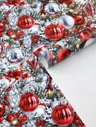 Бумага упаковочная новогодняя глянцевая «Красные шары», 70×100 см - Фото 2