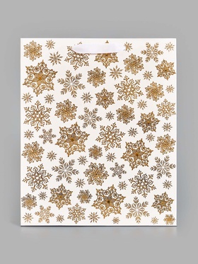 Пакет подарочный «Новогодние снежинки», 32?26?10 см, тиснение, конгрев, 3D-эффект (комплект 2 шт)