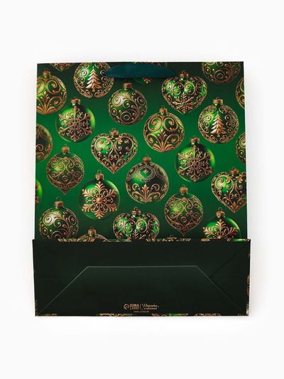 Пакет подарочный «Новогодний» 29×24×9 см, тиснение, конгрев, 3D-эффект