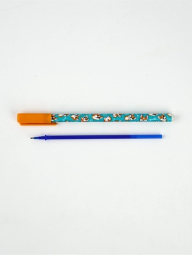 Ручка пластик пиши-стирай с колпачком "Корги", синяя паста, гелевая 0,5 мм (комплект 10 шт)