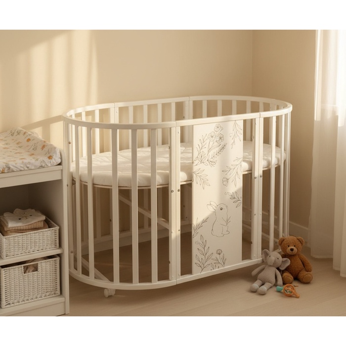 Кровать детская, трансформер, 9 в 1, белая, Мия «Нежность»