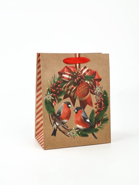 Пакет подарочный крафтовый вертикальный «С Новым годом», MS 18×23×10 см Пакет подарочный крафтовый вертикальный «С Новым годом», MS 18×23×10 см
