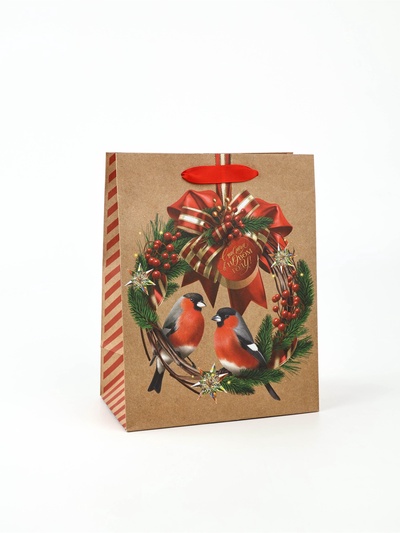 Пакет подарочный новогодний крафтовый «С Новым годом», MS 18×23×10 см