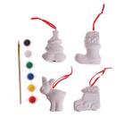 УЦЕНКА Набор елочных украшений под раскраску 4 шт. «Блеск» с подвесом, краска 6 цв по 2 мл, кисть 6 10953501