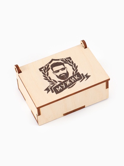 Коробка подарочная деревянная «Мужик» 8.5×6×3.5 см
