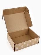 Коробка сборная новогодняя «Ёлочки», бурая, 27×21×9 см - Фото 4