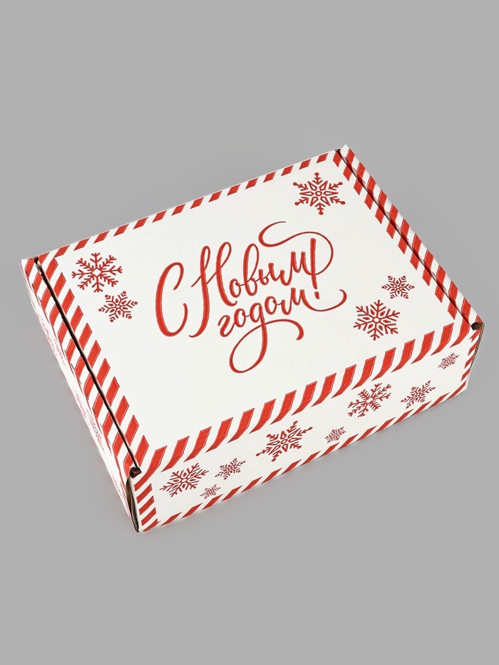 Коробка сборная «Новый год», белый, 27×21×9 см - Фото 1