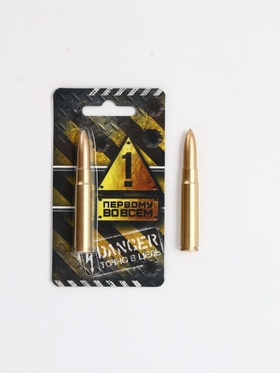 Ручка шариковая, синяя паста, пластик, пуля, на подложке «Первому во всём»